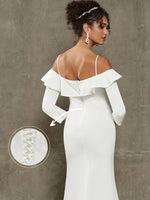 NZ Bridal Simple Diamond White Ruffle bridal dresses HS567 Rayna detail1