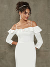 NZ Bridal Simple Diamond White Ruffle bridal dresses HS567 Rayna detail