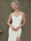 NZ Bridal Simple Diamond White Sheer bridal dresses HD1077 Adalee detail