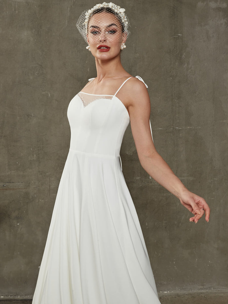 NZ Bridal Simple Diamond White bridal dresses HD1113 Freya detail