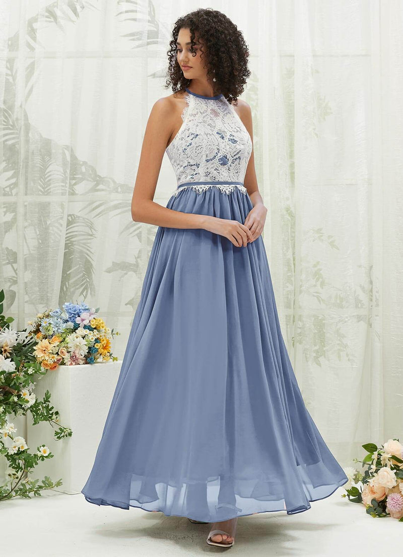 NZ Bridal Slate Blue Chiffon Flowy Bridesmaid Dress with Pocket TC0426 Heidi c
