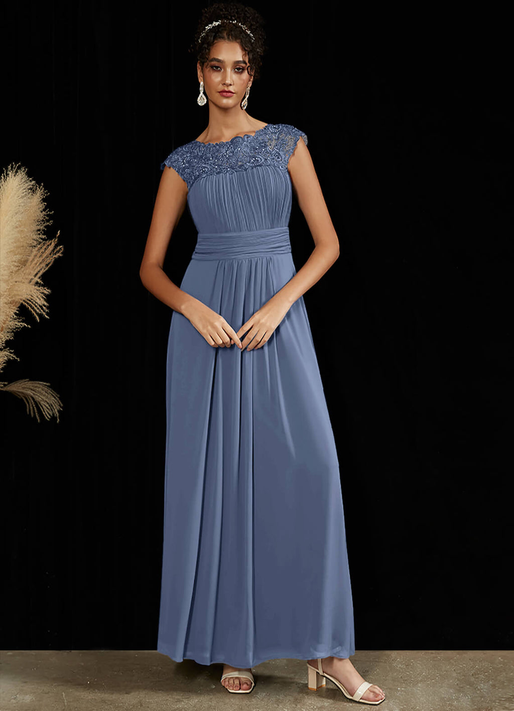 NZ Bridal Slate Blue Chiffon Flowy bridesmaid dresses 09996ep Ryan a