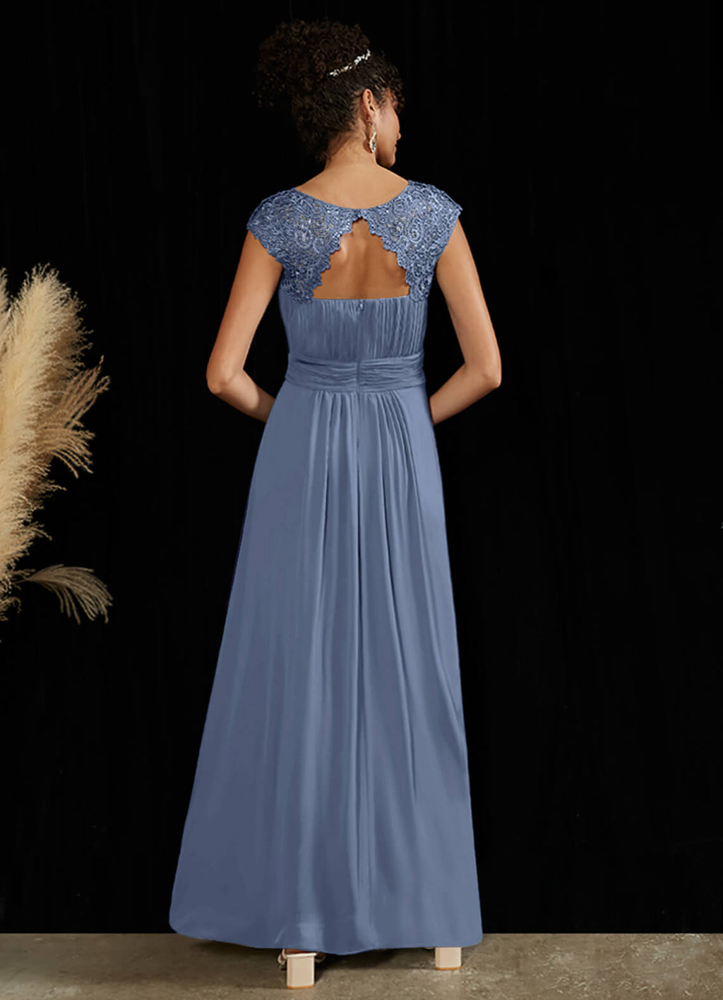 NZ Bridal Slate Blue Chiffon Flowy bridesmaid dresses 09996ep Ryan a