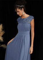 NZ Bridal Slate Blue Chiffon Flowy bridesmaid dresses 09996ep Ryan c