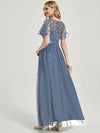 NZ Bridal Slate Blue Sequin Tulle Boat Neck Flowy Prom Dress 00904EP Miyuki b