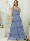 NZ Bridal Slate Blue Straps Sweetheart Chiffon Bridesmaid Dress R3701 Sloane c