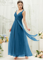 NZ Bridal Sleeveless Wrap Tulle Teal Flowy bridesmaid dresses 07303ep Yedda c