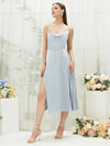 NZ Bridal Slit Tea Length Satin bridesmaid dresses AA30511 Ceci Cornflower Blue c