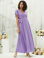 NZ Bridal Tahiti Chiffon Flowy V Neck bridesmaid dresses 0164aEE Mila c