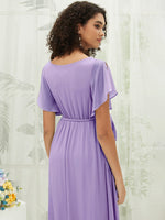 NZ Bridal Tahiti Chiffon Flowy V Neck bridesmaid dresses 0164aEE Mila detail1