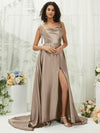 NZ Bridal Taupe Chapel Train Satin bridesmaid dresses XC30113 Juliet c