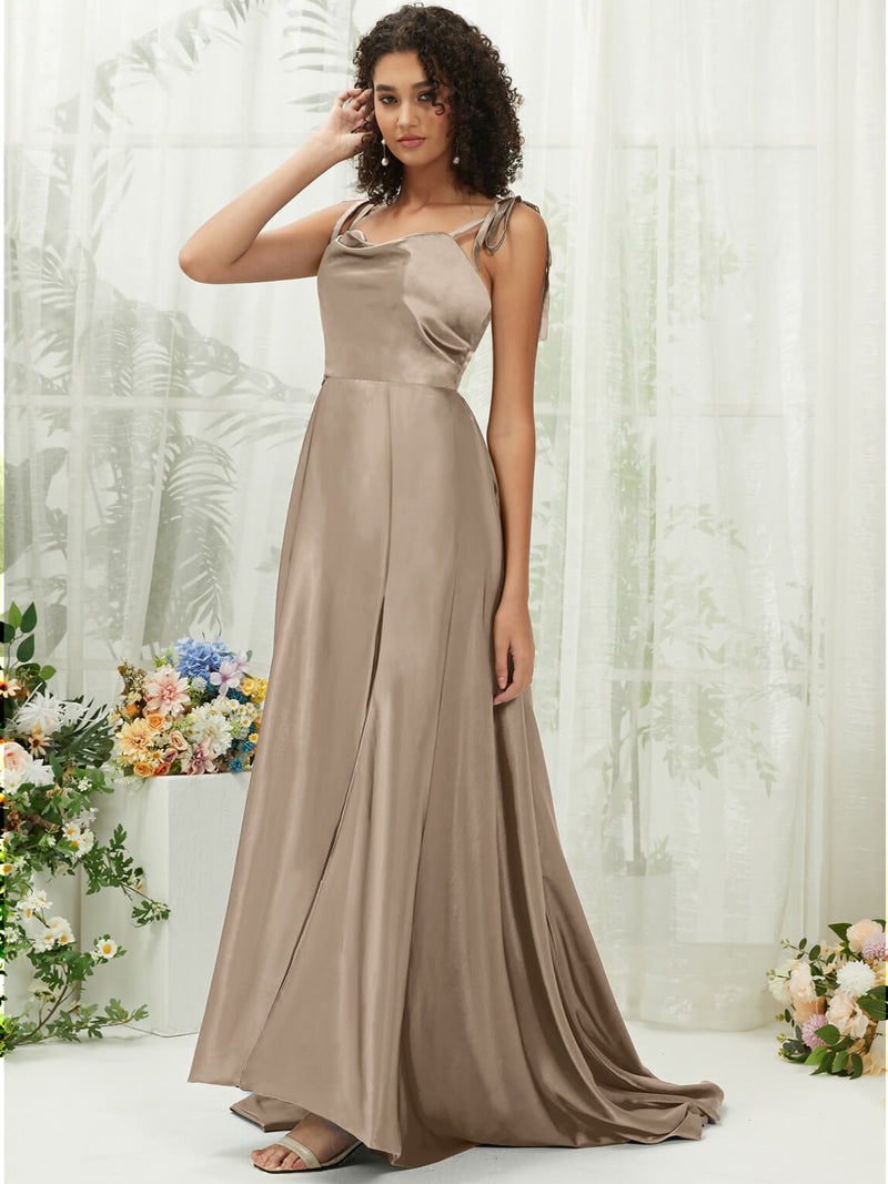 NZ Bridal Taupe Chapel Train Satin bridesmaid dresses XC30113 Juliet d