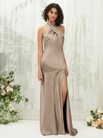 NZ Bridal Taupe Sweep Train Satin bridesmaid dresses R30517 Athena c