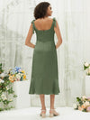 NZ Bridal Tea Length Satin bridesmaid dresses BG30215 Eugenia Olive Green b