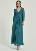 NZ Bridal Teal Chiffon Flowy Maxi bridesmaid dresses 00461ep Liv c