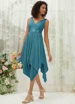 NZ Bridal Teal Chiffon Lace Flowy Sleeveless bridesmaid dresses 00207ep Evie c