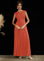 NZ Bridal Terracotta Chiffon Cap Sleeves Maxi bridesmaid dresses 09996ep Ryan a