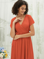 NZ Bridal Terracotta Chiffon Maxi Short Sleeve bridesmaid dresses 0164aEE Mila d