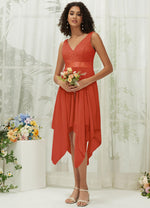 NZ Bridal Terracotta Pleated Chiffon bridesmaid dresses 00207ep Evie a