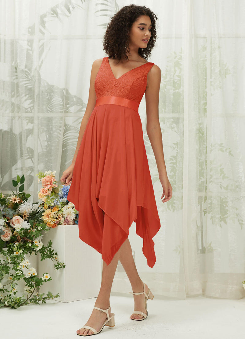 NZ Bridal Terracotta Pleated Chiffon bridesmaid dresses 00207ep Evie c