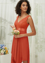 NZ Bridal Terracotta Pleated Chiffon bridesmaid dresses 00207ep Evie d