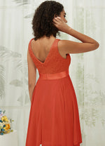 NZ Bridal Terracotta Pleated Chiffon bridesmaid dresses 00207ep Evie detail1