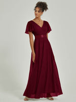 NZ Bridal Tulle Burgundy V Backless bridesmaid dresses 07962ep Lucy a