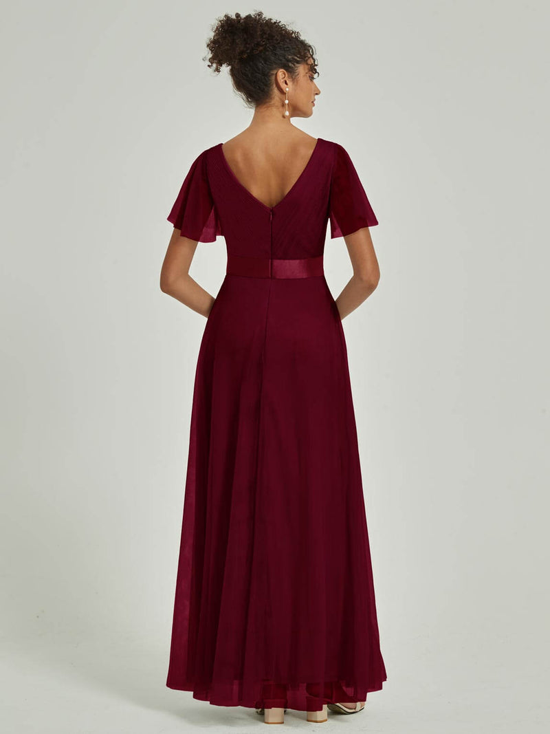 NZ Bridal Tulle Burgundy V Backless bridesmaid dresses 07962ep Lucy b