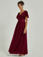 NZ Bridal Tulle Burgundy V Backless bridesmaid dresses 07962ep Lucy c