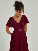 NZ Bridal Tulle Burgundy V Backless bridesmaid dresses 07962ep Lucy d