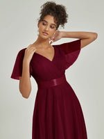 NZ Bridal Tulle Burgundy V Backless bridesmaid dresses 07962ep Lucy detail1