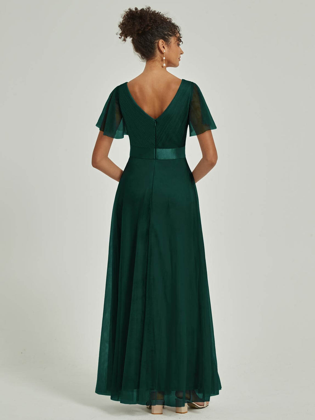 NZ Bridal Tulle Emerald Green Pleated bridesmaid dresses 07962ep Lucy a