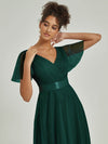 NZ Bridal Tulle Emerald Green Pleated bridesmaid dresses 07962ep Lucy detail1