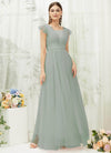 NZ Bridal Tulle Maxi Backless Sage Green  bridesmaid dresses R0410 Collins c