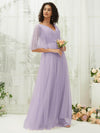 NZ Bridal V Neck Light Dusty Purple Tulle Maxi bridesmaid dresses R1026 Thea d