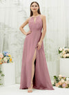 NZ Bridal Vintage Chiffon Backless Maxi Bridesmaid Dress With Slit AZ31001 Evalleen a