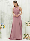 NZ Bridal Vintage Chiffon Backless Maxi Bridesmaid Dress With Slit AZ31001 Evalleen c