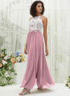 NZ Bridal Vintage Mauve Chiffon Floor Length Bridesmaid Dress With Pocket TC0426 Heidi d