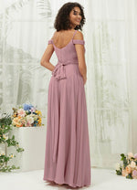 NZ Bridal Vintage Mauve Convertible Maxi Chiffon Bridesmaid Dress With Slit TC30219 Celia d