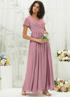 NZ Bridal Vintage Pleated V Neck Chiffon Floor Length Bridesmaid Dress R0107 Harow d