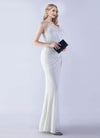 NZ Bridal White Feather Sleeveless Maxi Sequin Prom Dress 31365 Sadie c