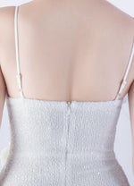 NZ Bridal White Feather Sleeveless Maxi Sequin Prom Dress 31365 Sadie detail3