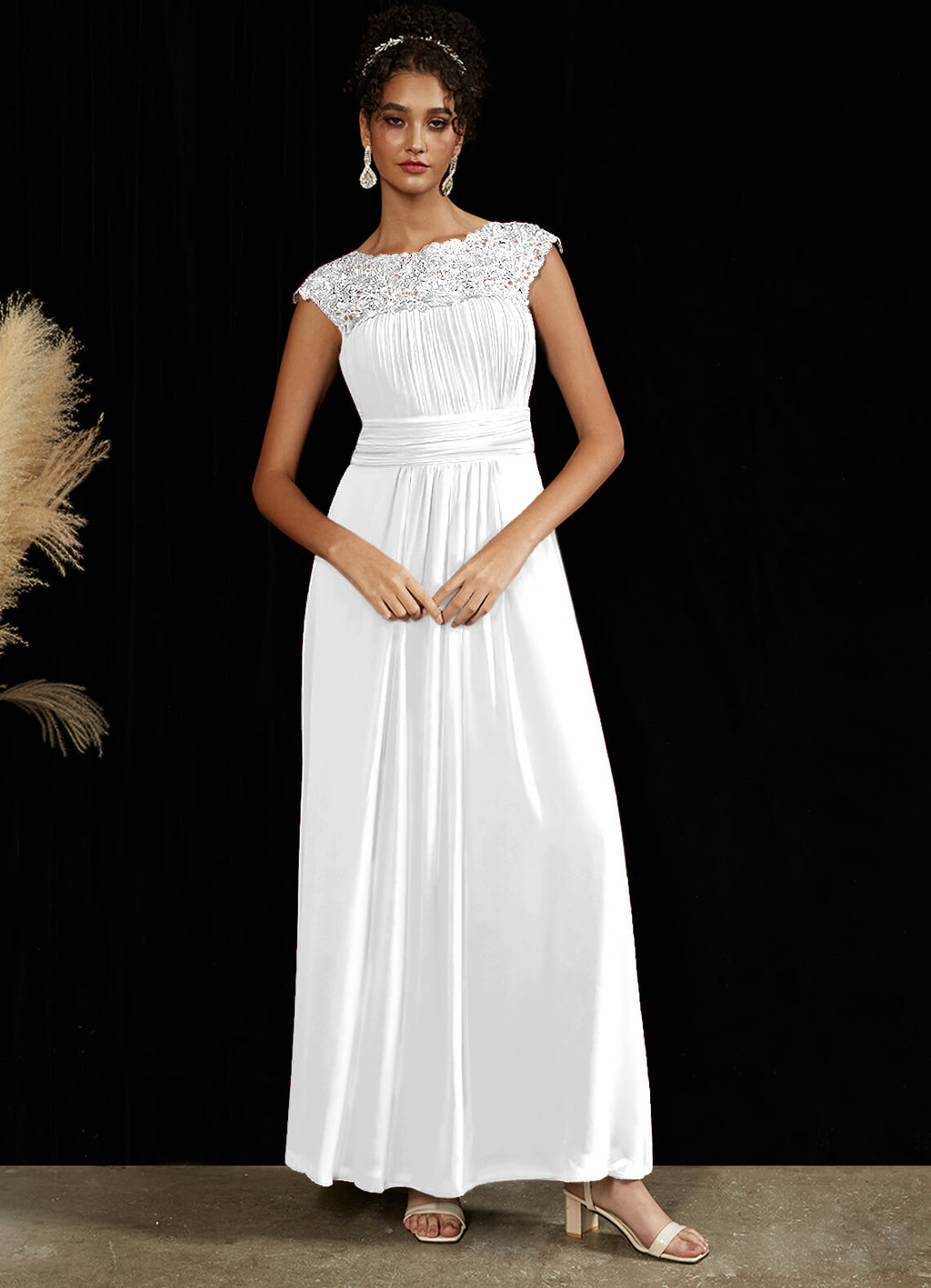 NZ Bridal White Maxi Chiffon Pleated bridesmaid dresses 09996ep Ryan a