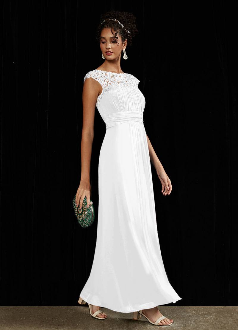 NZ Bridal White Maxi Chiffon Pleated bridesmaid dresses 09996ep Ryan d