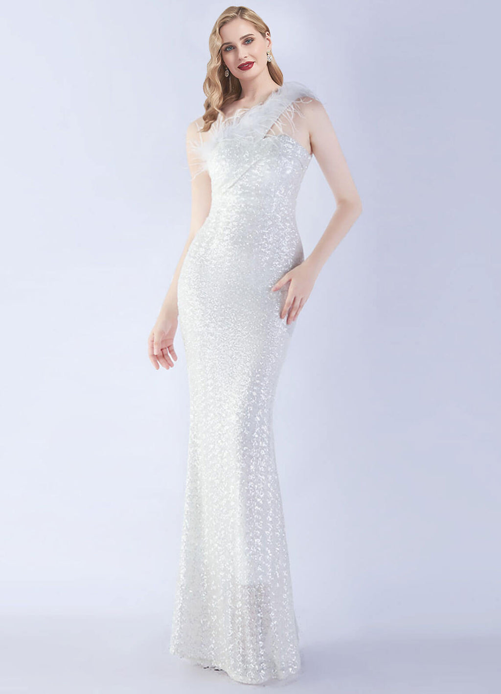 NZ Bridal White Mermaid Maxi Sequin Prom Dress 31359 Ruby a