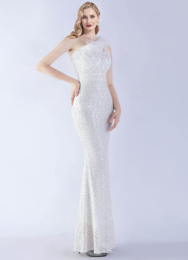NZ Bridal White Mermaid Maxi Sequin Prom Dress 31359 Ruby c