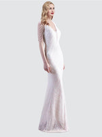 NZ Bridal White Sheer V Neck Mermaid Sequin Prom Dress 18691yey Camilla c
