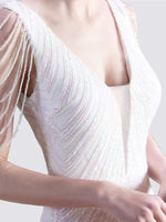 NZ Bridal White Sheer V Neck Mermaid Sequin Prom Dress 18691yey Camilla detail1
