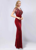 NZ Bridal Wine Red Tassel Sleeves Sequin Maxi Prom Dress 18630 Gianna c