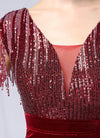 NZ Bridal Wine Red Tassel Sleeves Sequin Maxi Prom Dress 18630 Gianna detail4